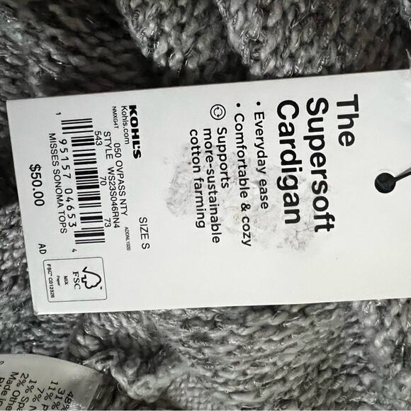 Sonoma Super Soft Cardigan Sweater Women’s Small NEW - Picture 7 of 8
